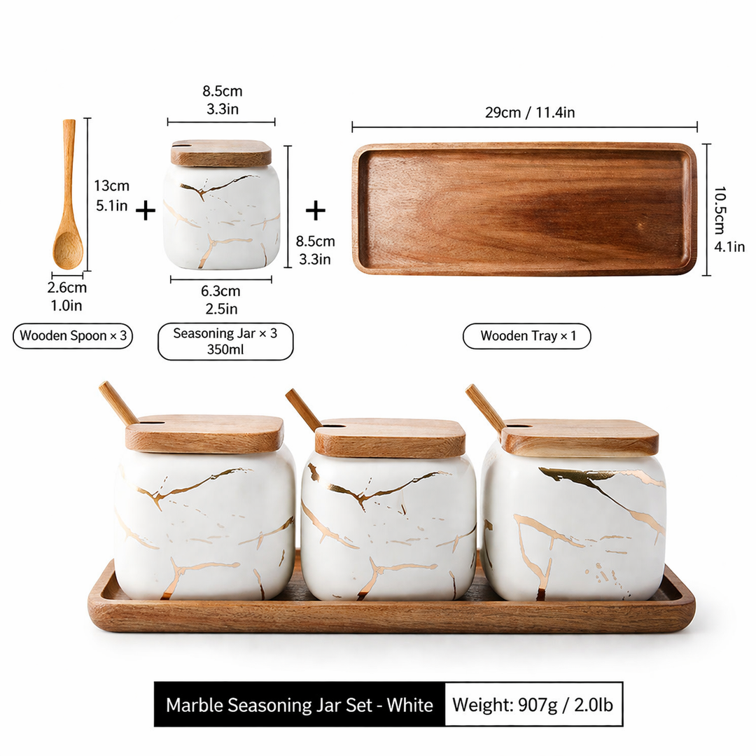 Marble Porcelain Kitchen Seasoning Set