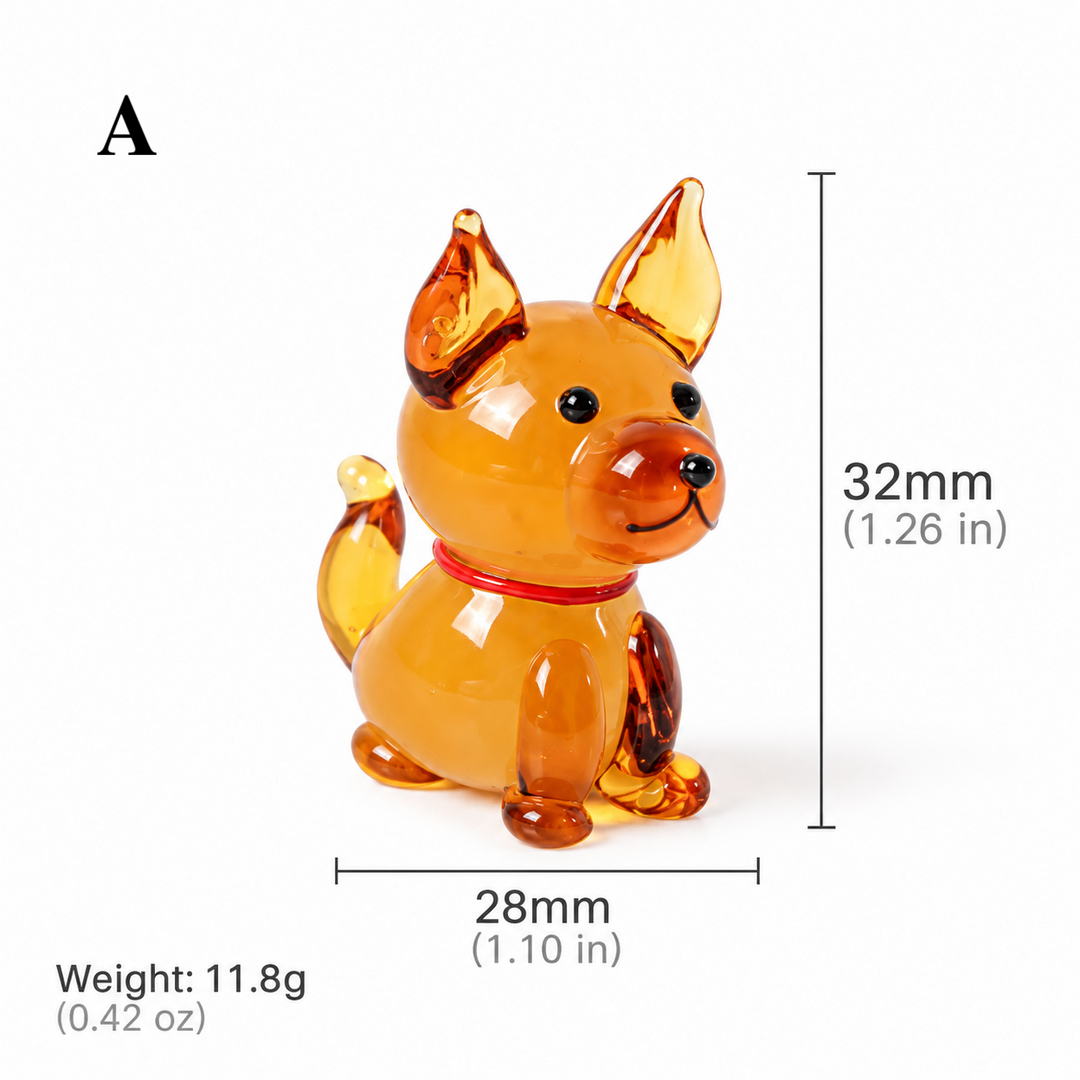 Mini Glass Dog Figurines – Puppy Ornaments Collectible Decor