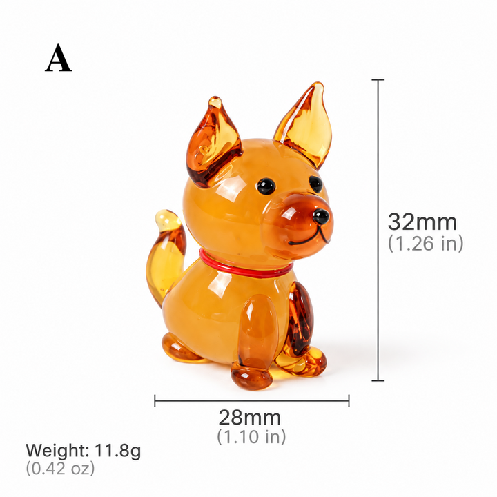 Mini Glass Dog Figurines – Puppy Ornaments Collectible Decor