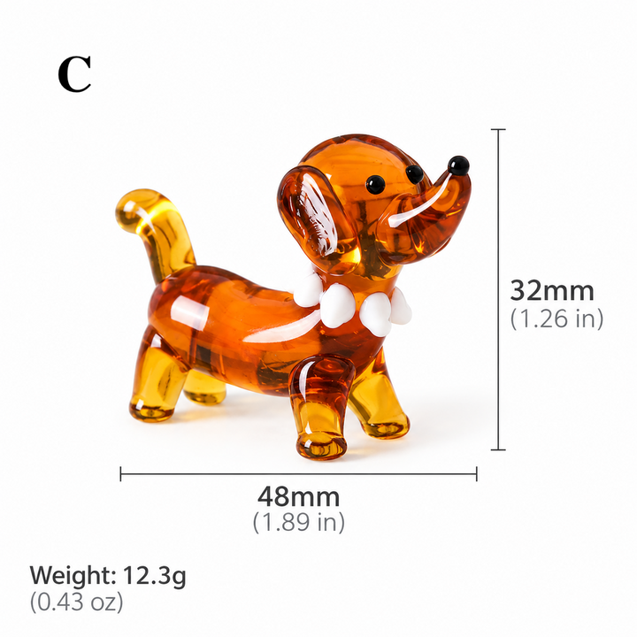 Mini Glass Dog Figurines – Puppy Ornaments Collectible Decor