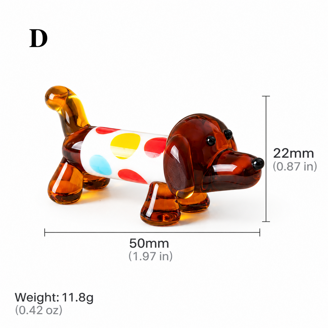 Mini Glass Dog Figurines – Puppy Ornaments Collectible Decor