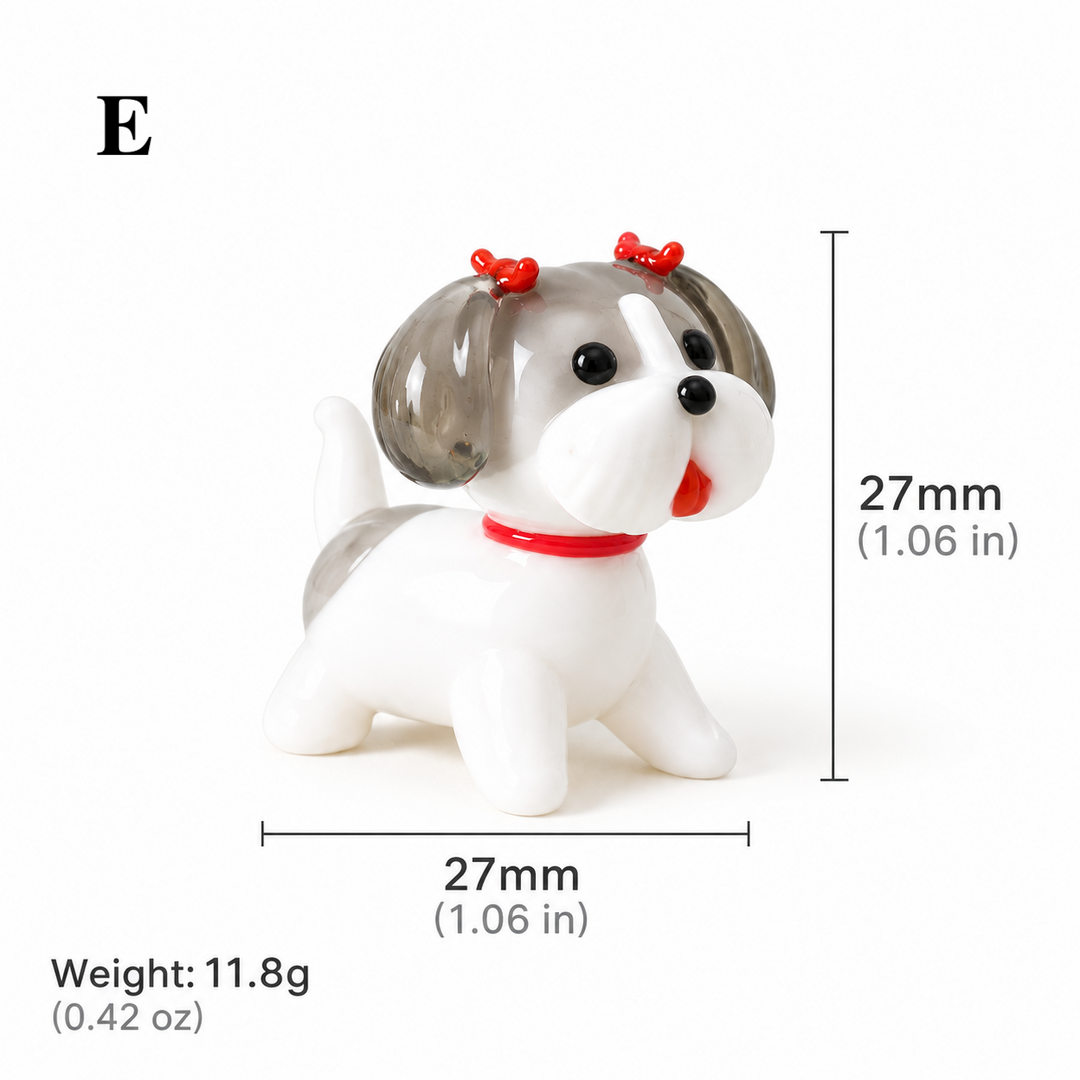 Mini Glass Dog Figurines – Puppy Ornaments Collectible Decor