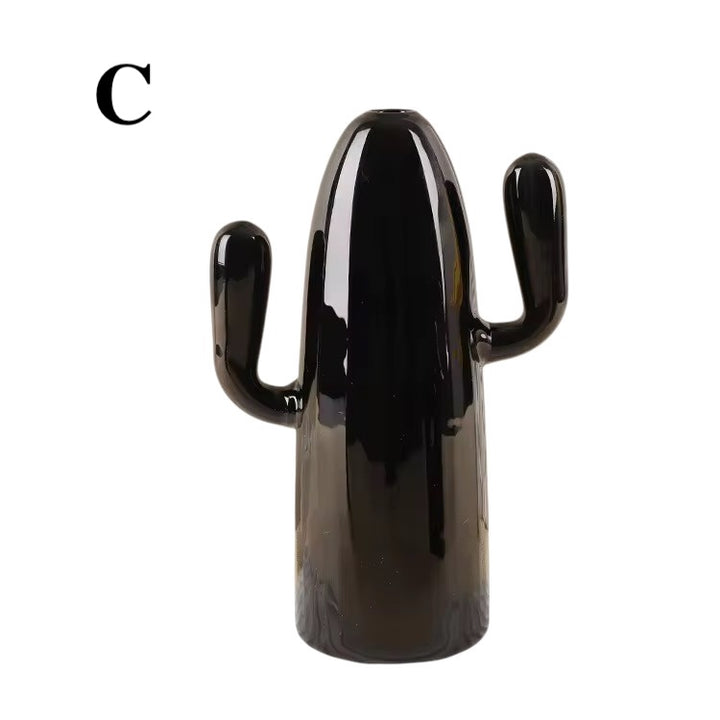 Black & Clear Mini Cactus Vase – Glass Hydroponic Planter