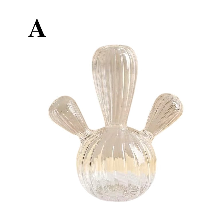 Black & Clear Mini Cactus Vase – Glass Hydroponic Planter