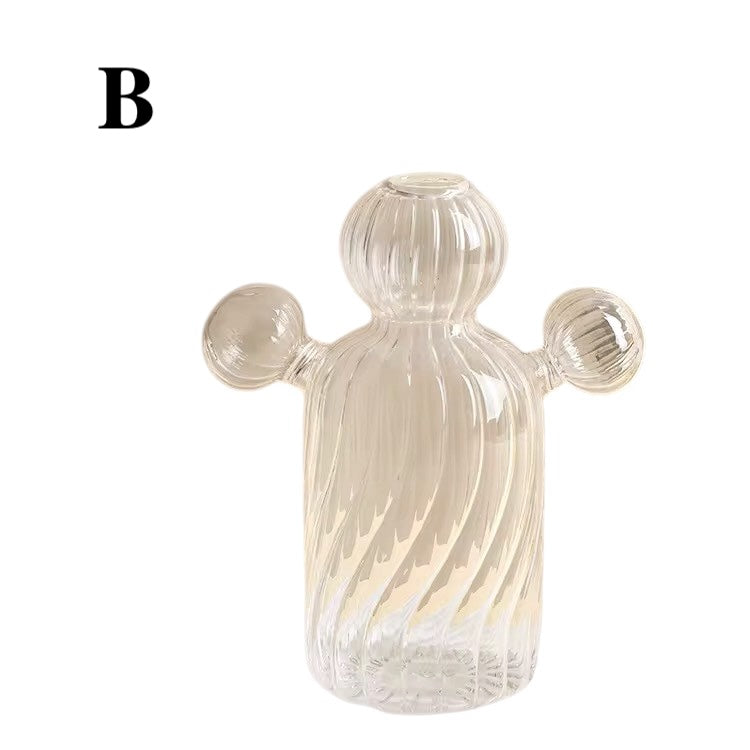 Black & Clear Mini Cactus Vase – Glass Hydroponic Planter