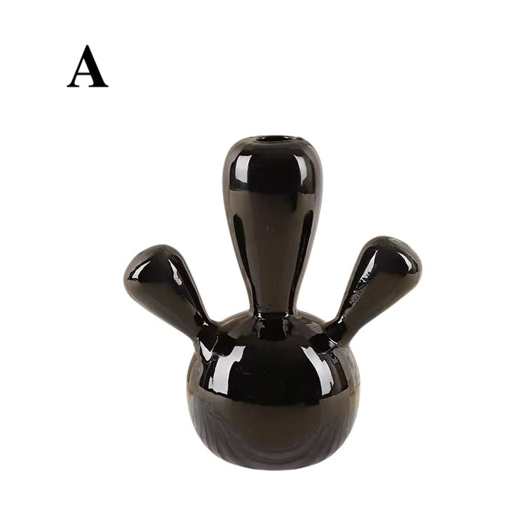 Black & Clear Mini Cactus Vase – Glass Hydroponic Planter