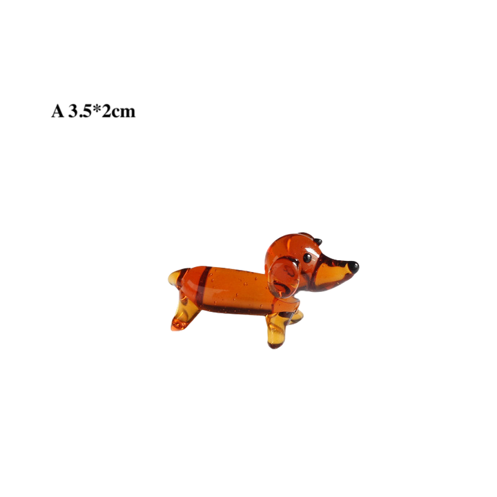 Mini Glass Dog Figurines Ornaments – Animal Desk Decor
