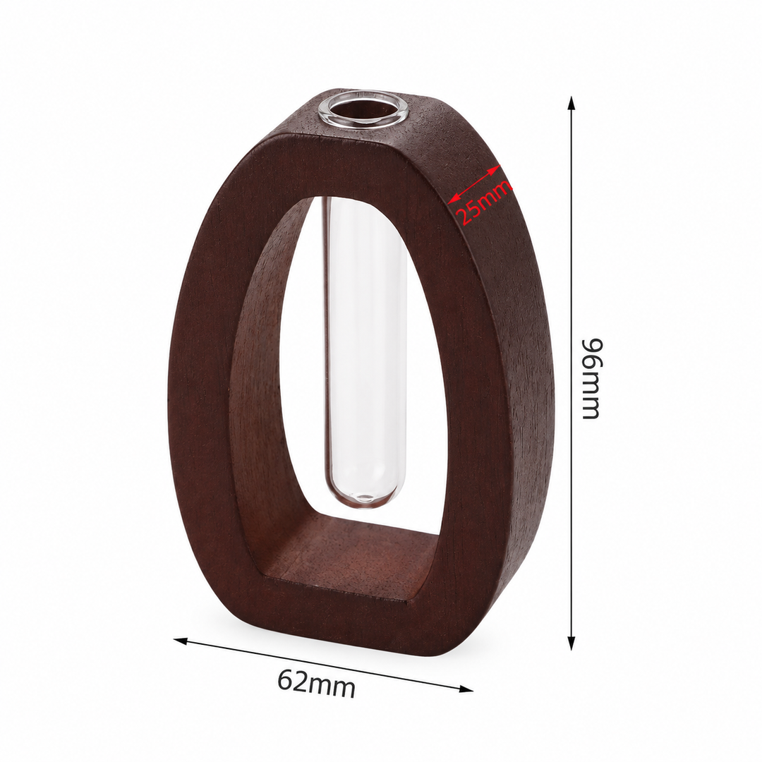 Minimalist Wood &amp; Glass Propagation Hydroponic Flower Vase