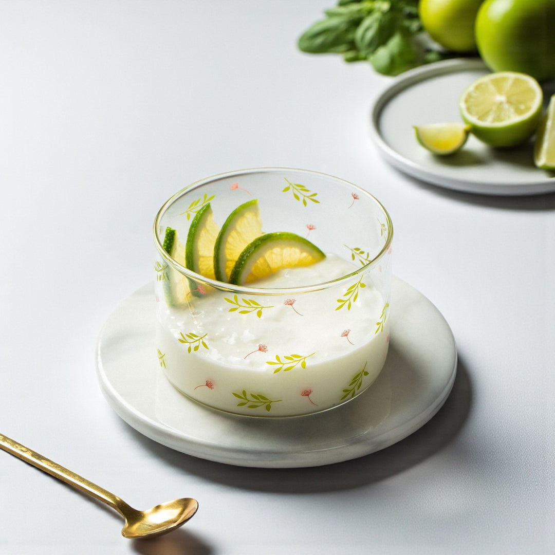 Minimalist High-Borosilicate Glass Bowl | Floral Design
