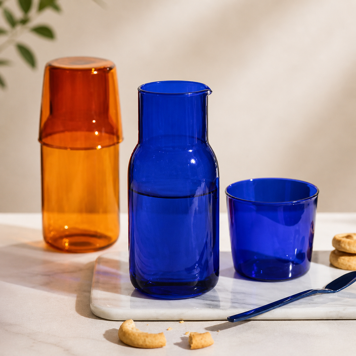 Multi-Use Colored Glass Bottle &amp; Cup Set