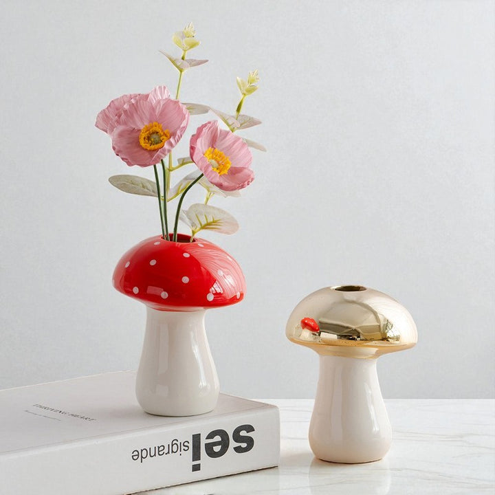 Mushroom Ceramic Vase – Home Decor & Tabletop Accent