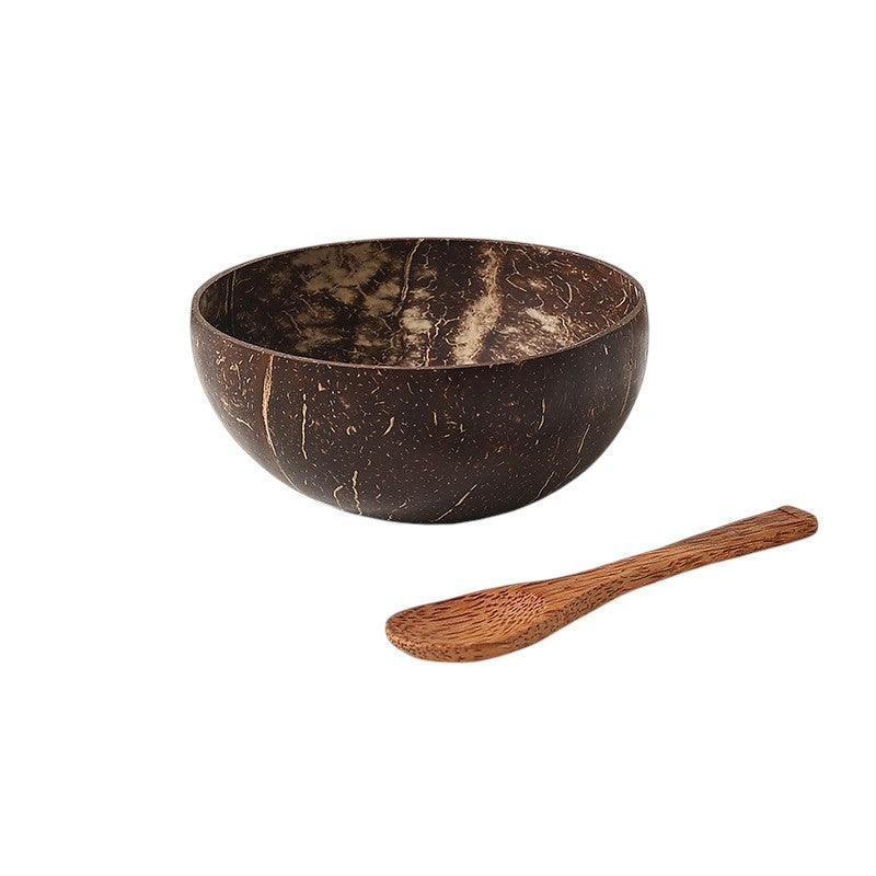 Natural Coconut Bowl & Bamboo Spoon Set