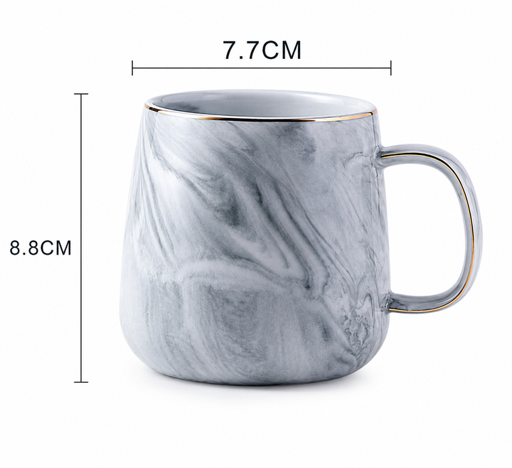 Nordic Marble Ceramic Coffee Mug with Gold Rim