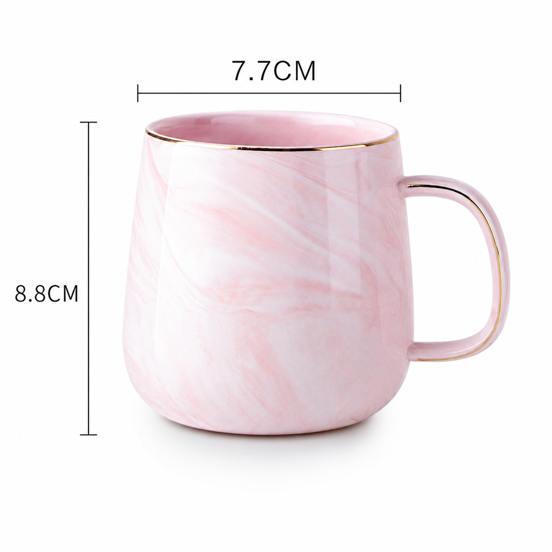 Nordic Marble Ceramic Coffee Mug with Gold Rim