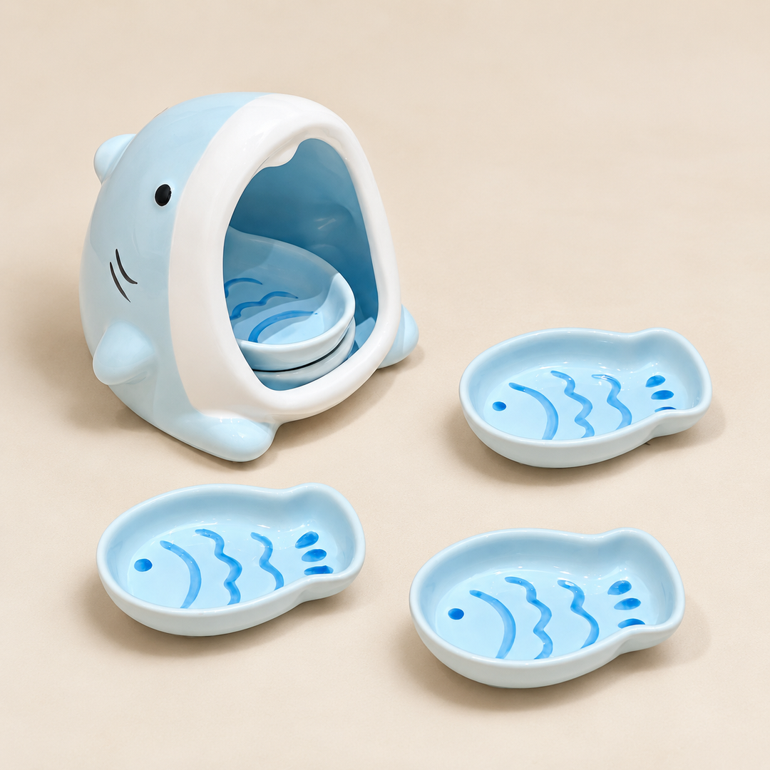 Ceramic Shark Sauce Dish Set – Fish-Shaped Dipping Bowls