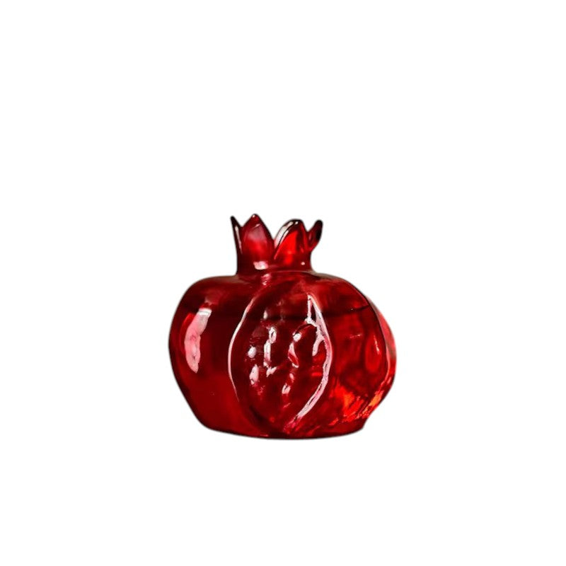 Red Glass Pomegranate Vase – Mini Tabletop Hydroponic Vase