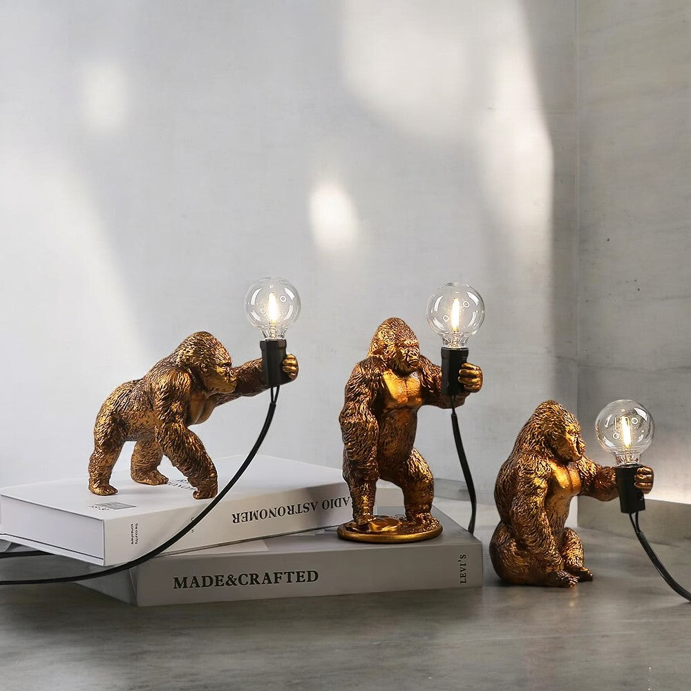 Gold Resin Gorilla Desk lamp