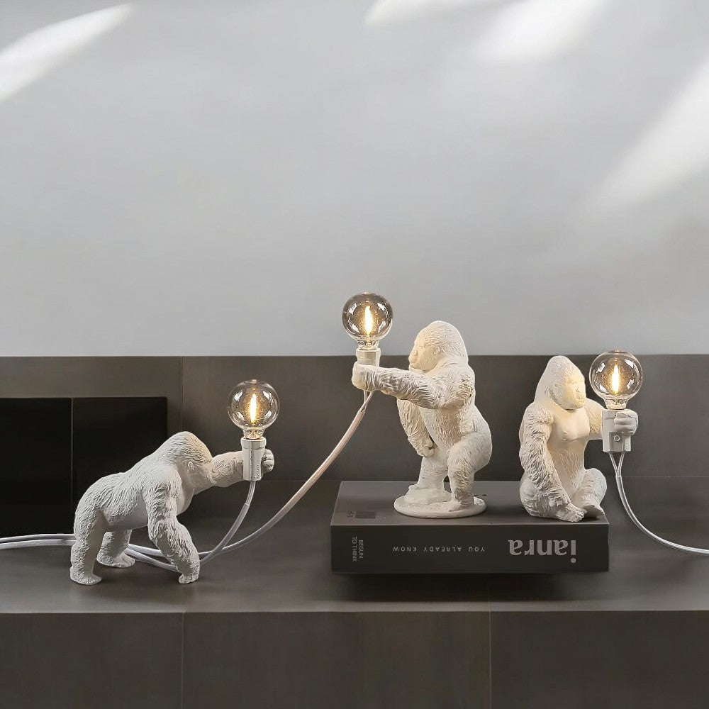 White Resin Gorilla Desk lamp