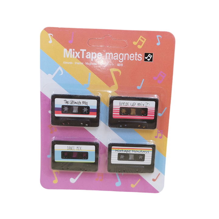 Retro Cassette & Disc Fridge Magnet Set (4-Piece Pack)