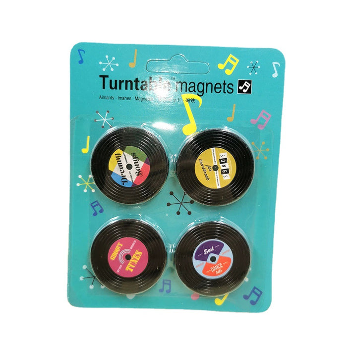 Retro Cassette & Disc Fridge Magnet Set (4-Piece Pack)