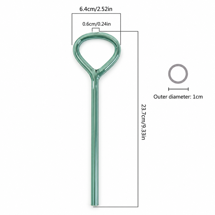Reusable Glass Drinking Straw – Colourful Loop Handle 23.7cm