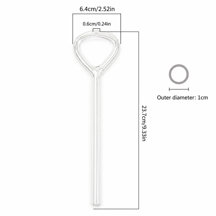Reusable Glass Drinking Straw – Colourful Loop Handle 23.7cm