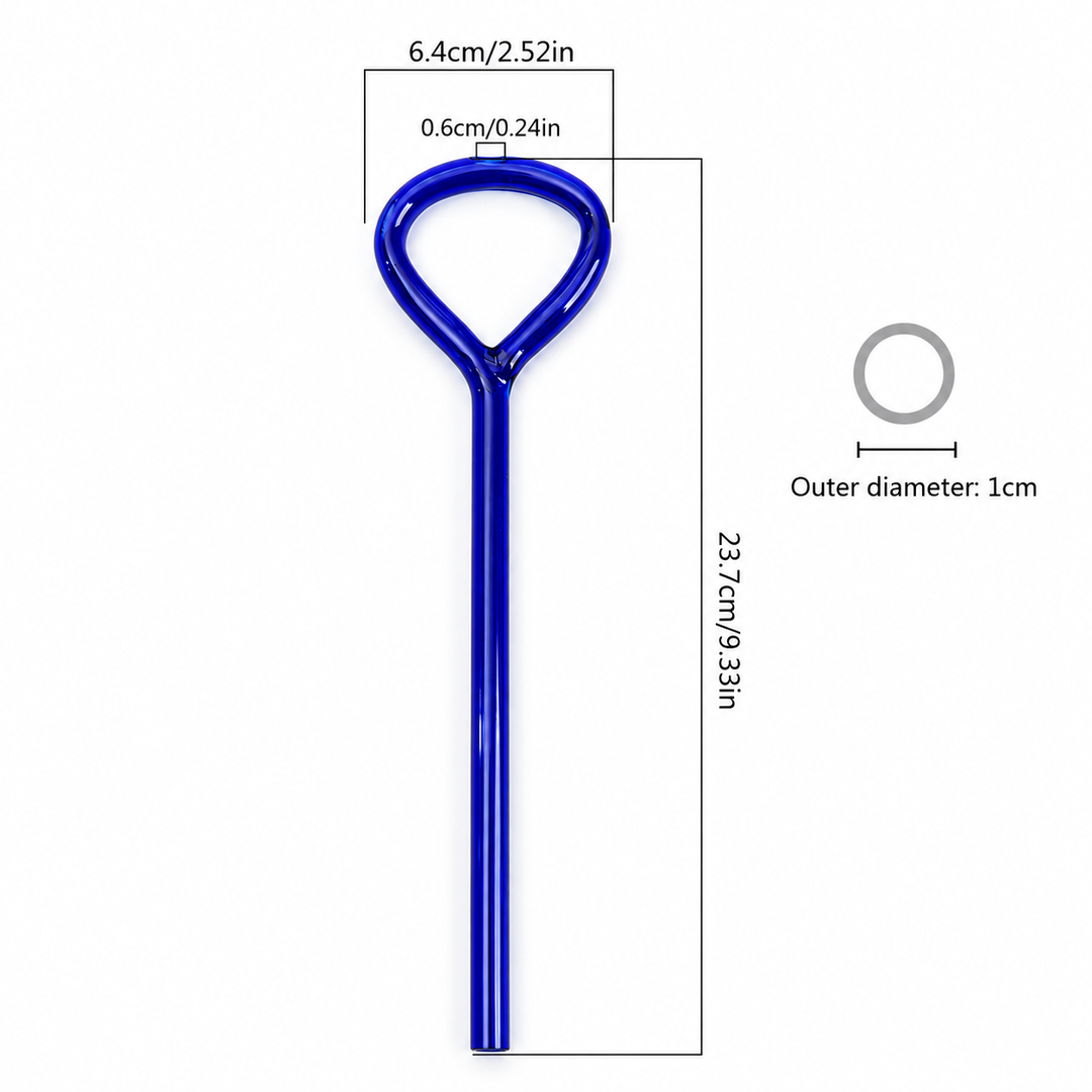 Reusable Glass Drinking Straw – Colourful Loop Handle 23.7cm