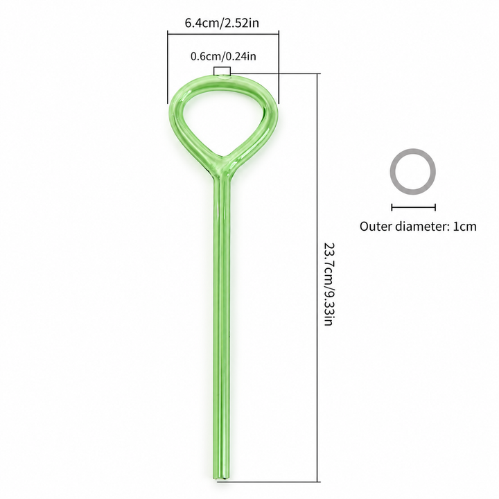 Reusable Glass Drinking Straw – Colourful Loop Handle 23.7cm