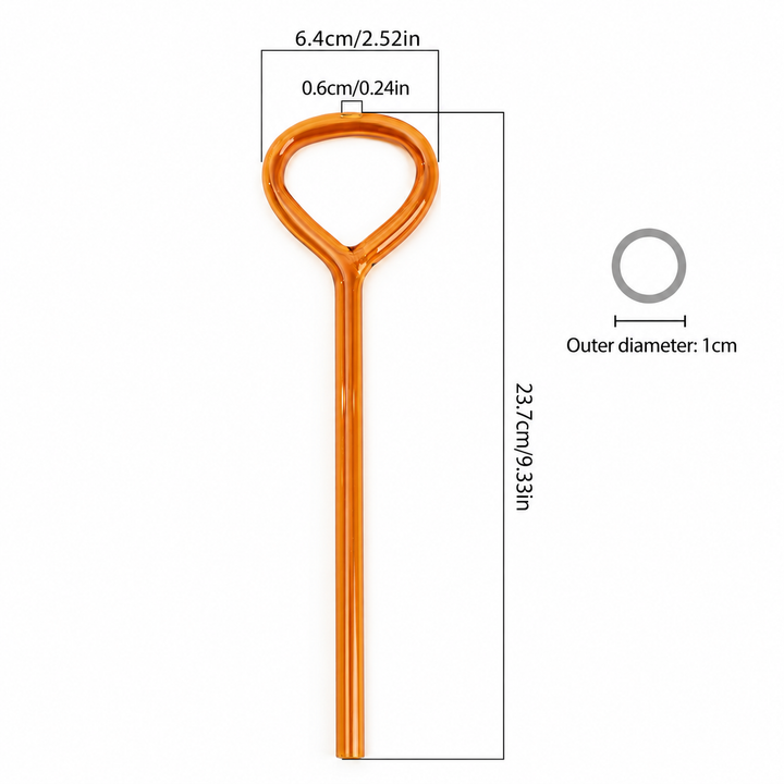 Reusable Glass Drinking Straw – Colourful Loop Handle 23.7cm