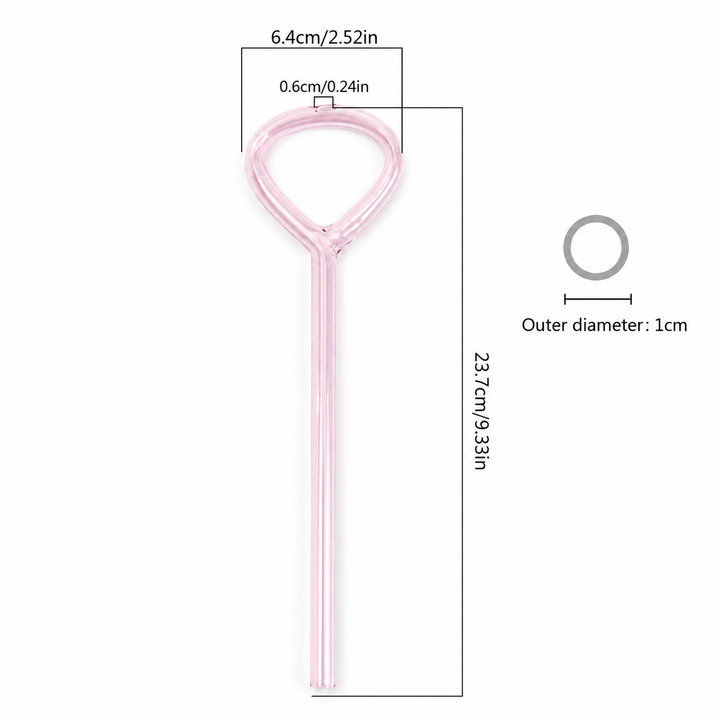 Reusable Glass Drinking Straw – Colourful Loop Handle 23.7cm