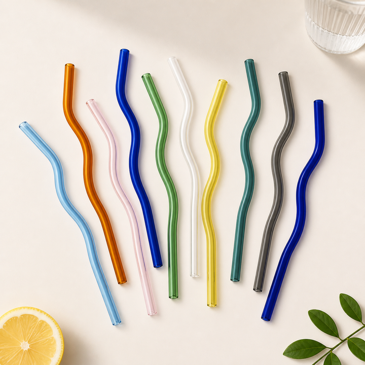 Reusable Wavy Glass Drinking Straw