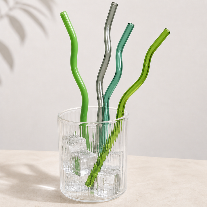 Reusable Wavy Glass Drinking Straw