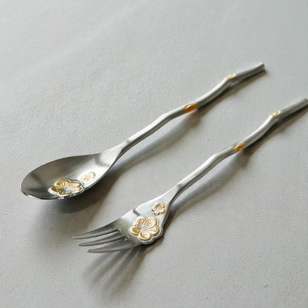 Sakura Stainless Steel Coffee Spoon & Fork 
