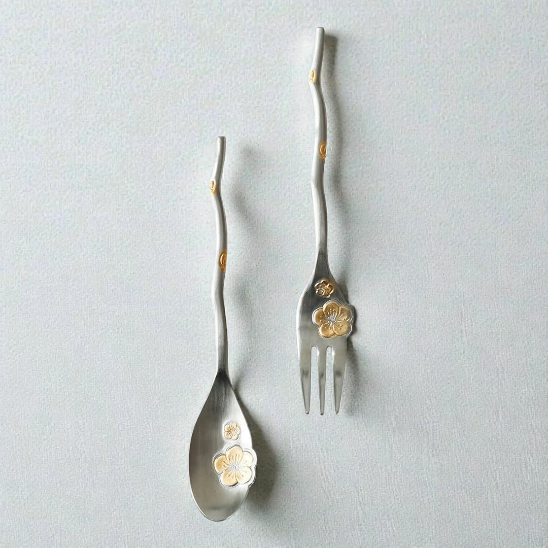 Sakura Stainless Steel Coffee Spoon & Fork 