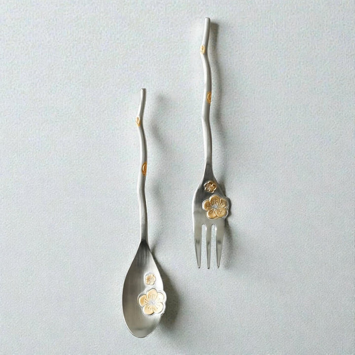 Sakura Stainless Steel Coffee Spoon & Fork 