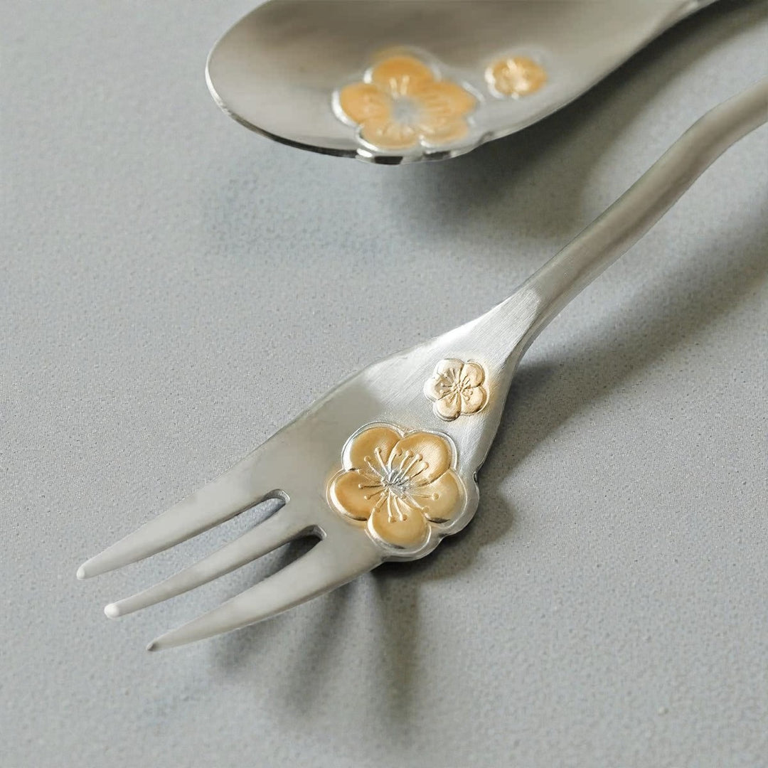 Sakura Stainless Steel Coffee Spoon & Fork 