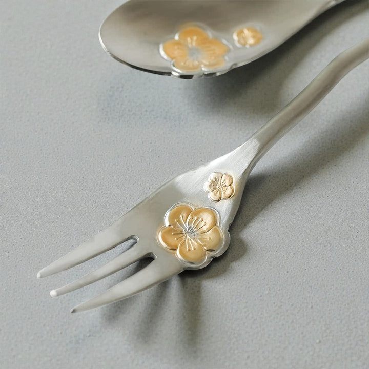 Sakura Stainless Steel Coffee Spoon & Fork 