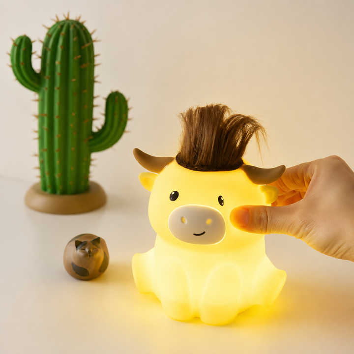 Silicone Rechargeable Highland Cow Night Light Bedside Lamp