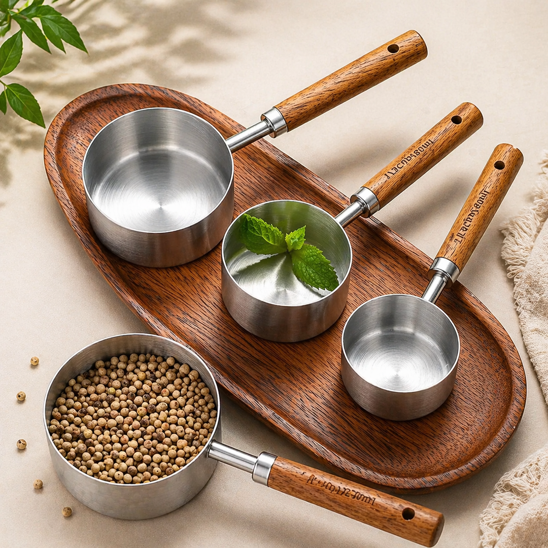 Silver Stainless Steel Measuring Cups Set