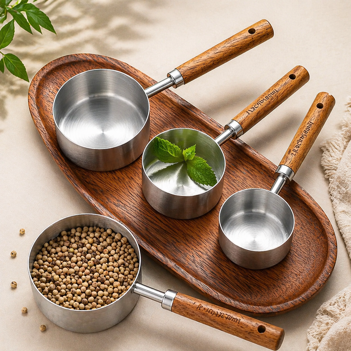 Silver Stainless Steel Measuring Cups Set