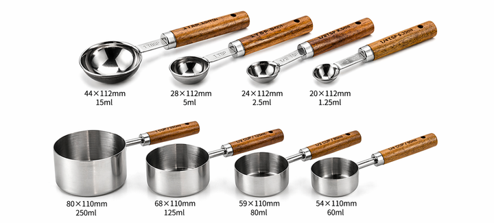 Silver Stainless Steel Measuring Cups Set