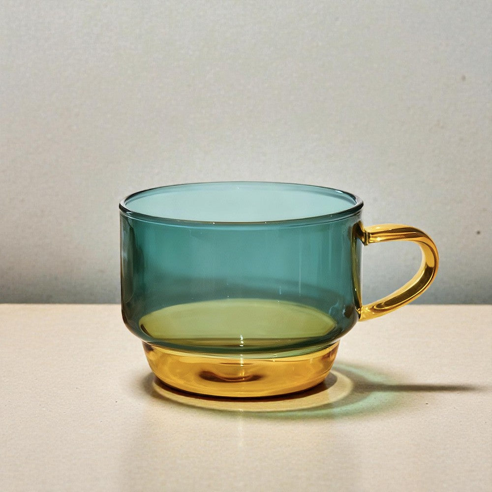 Stackable Glass Coffee Mug with Artistic Design