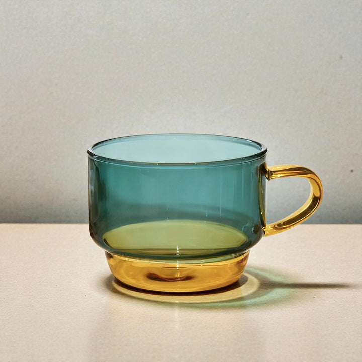 Stackable Glass Coffee Mug with Artistic Design