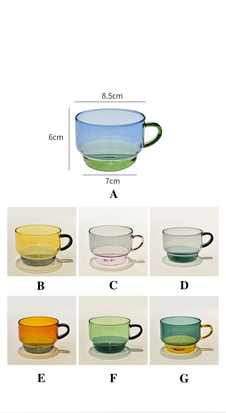 Stackable Glass Coffee Mug with Artistic Design