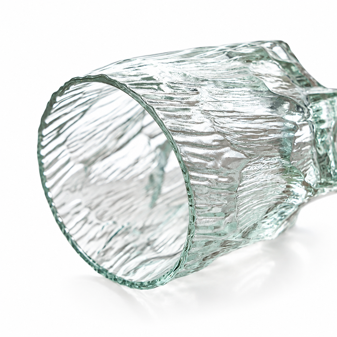 Textured Glacier Glass Tumbler – Vintage Embossed Glass Cup