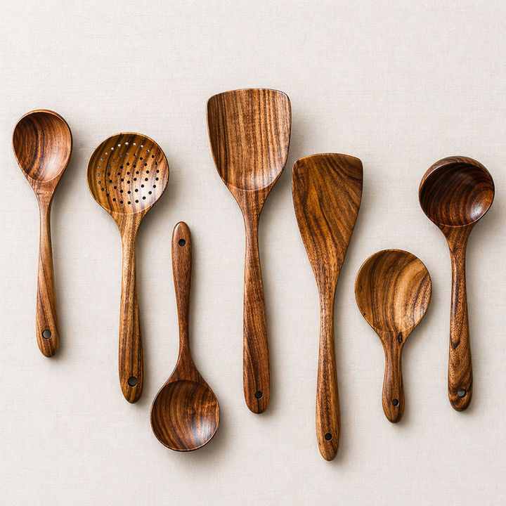 Traditional 7 Pieces Wooden Utensil Set