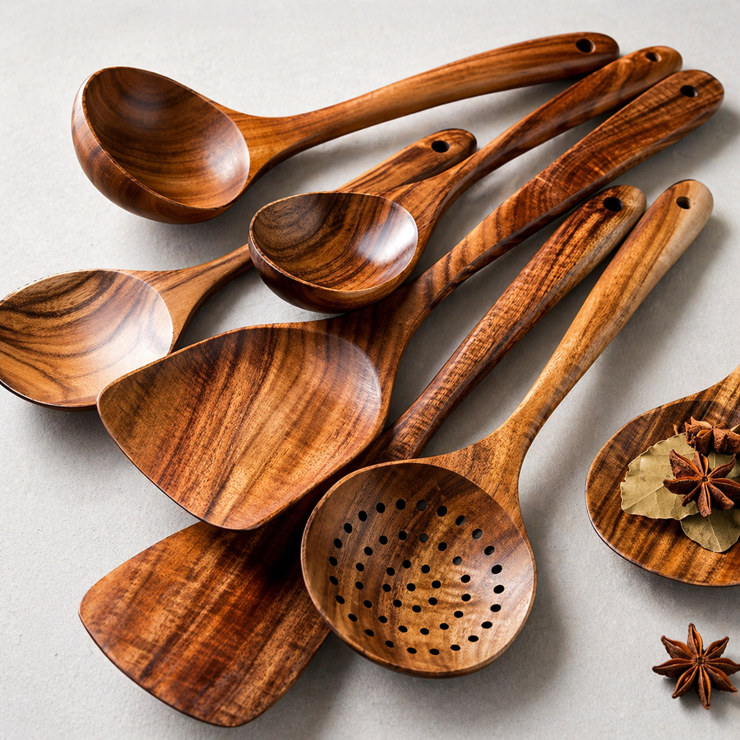 Traditional 7 Pieces Wooden Utensil Set