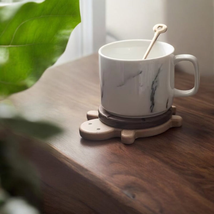 Turtle Shape Black Walnut Coaster