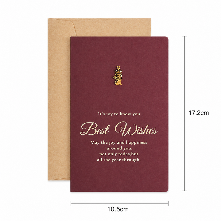 Vintage Foil Greeting Card with Metal Charm Envelope