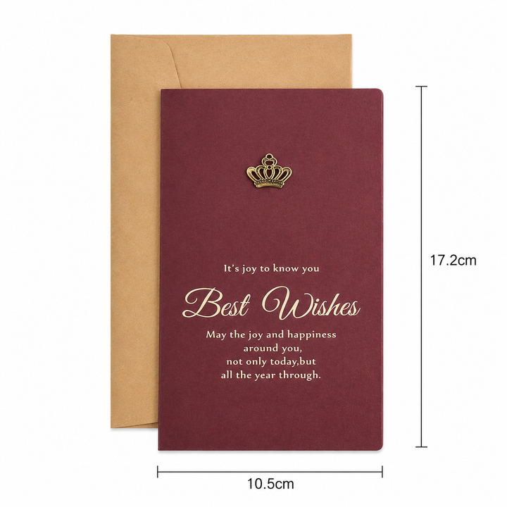Vintage Foil Greeting Card with Metal Charm Envelope
